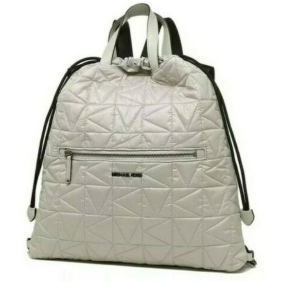 MICHAEL Kors Winnie Lg Quilted Canvas Drawstring Backpack Aluminum - Retail $448 main image 8